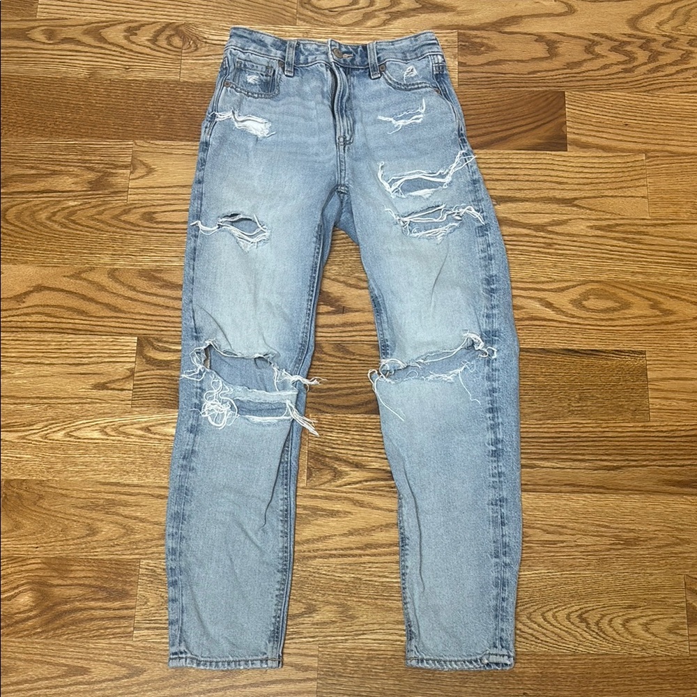American Eagle Outfitters Blue Skinny Distressed Jeans